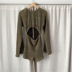 Pretty Little Thing Gold Glitter Cutout Romper